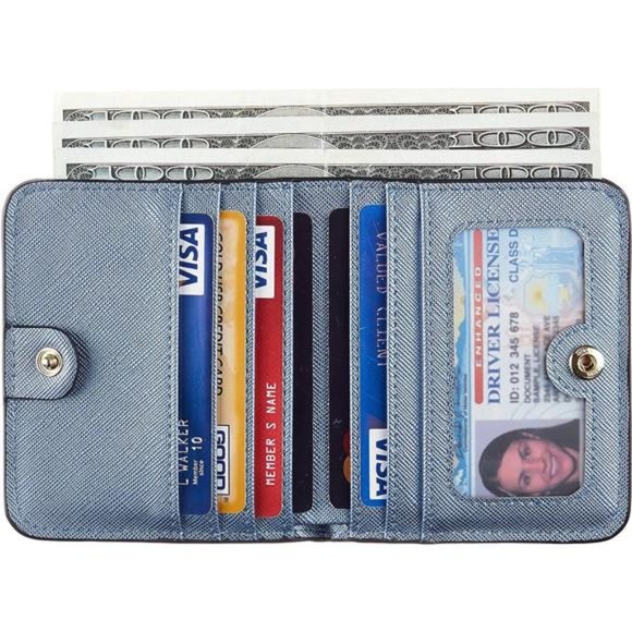 Womens Rfid Blocking Small Compact Bifold Luxury Genuine Leather Pocket Wallet - Picture 2 of 6